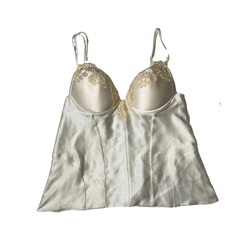 1-64 LA PERLA Women's NWT $813 Pushup Babydoll Cami Beige Silk 38C